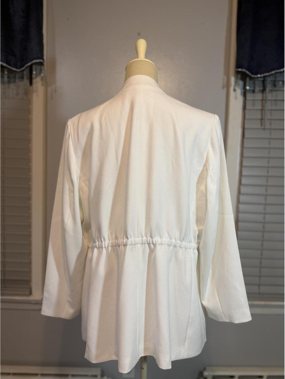 Kasper White Open Front Blazer 1X Minimalist Office Chic Lightweight Jacket - Picture 3 of 9